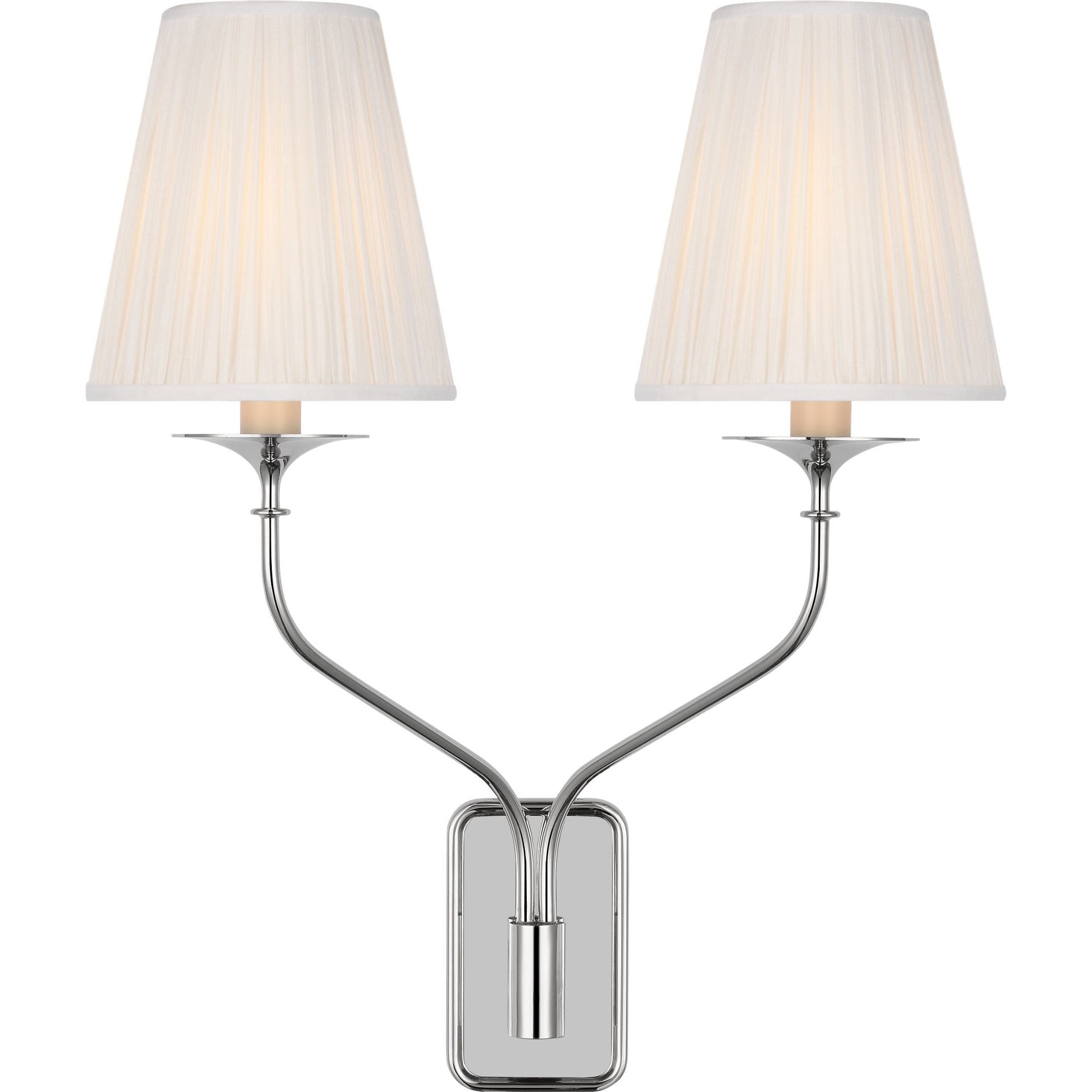 Polished Nickel with Silk Pleated Shades