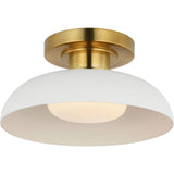 Hand-Rubbed Antique Brass and Matte White with White Glass