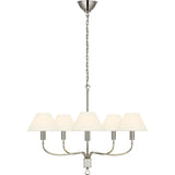 Polished Nickel and Parchment Leather with Linen Shades