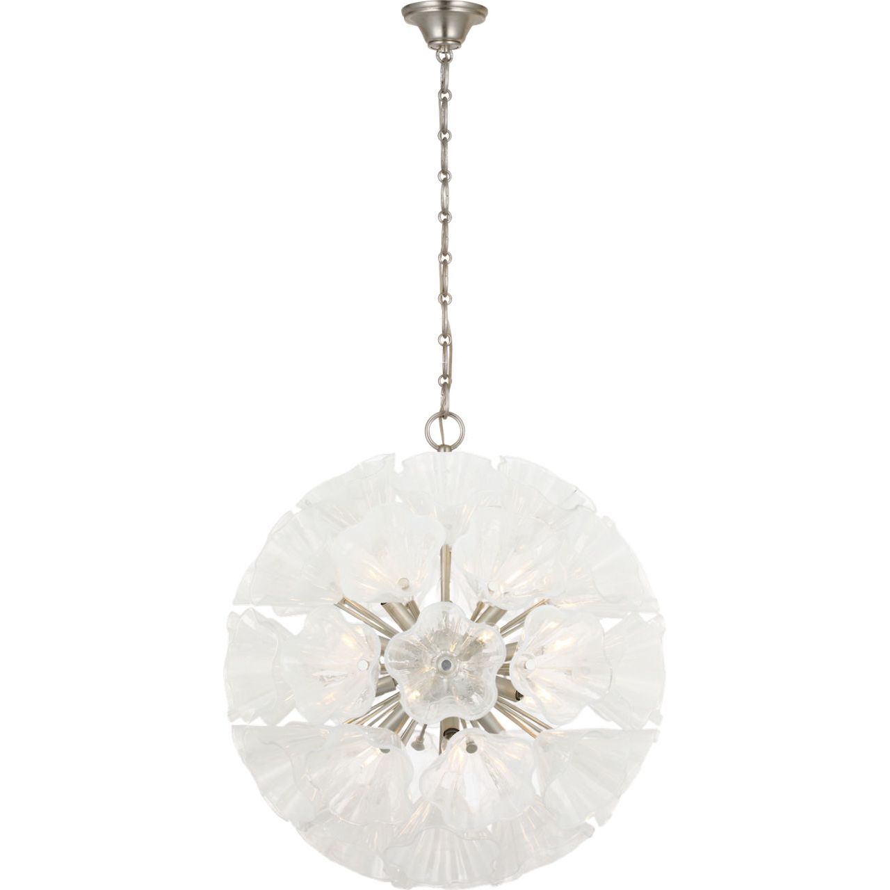 Livenza 25" Chandelier in Burnished Silver Leaf with White Strie Glass | shipping 11/16/2026