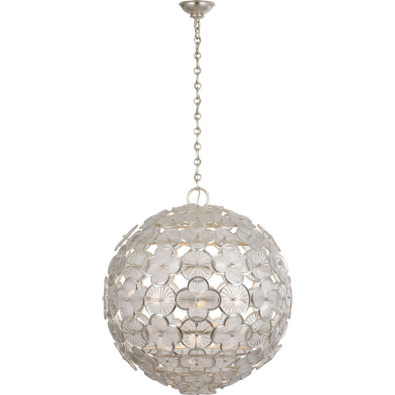Serliana 25" Chandelier in Burnished Silver Leaf with Silver Edge Leaf Glass | shipping 01/09/2027