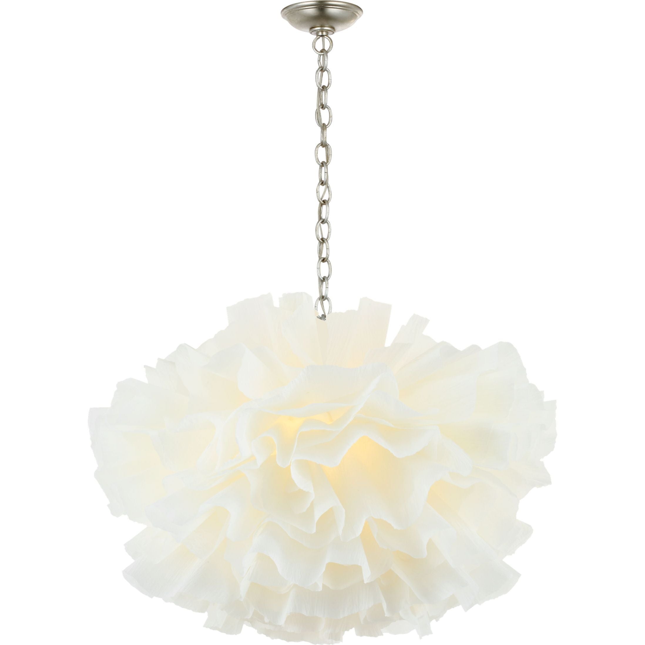 Cammela 31" Bloom Chandelier in Burnished Silver Leaf with Soft White Silk | shipping 12/10/2026