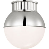 Polished Nickel with Polished Nickel Hood and White Glass