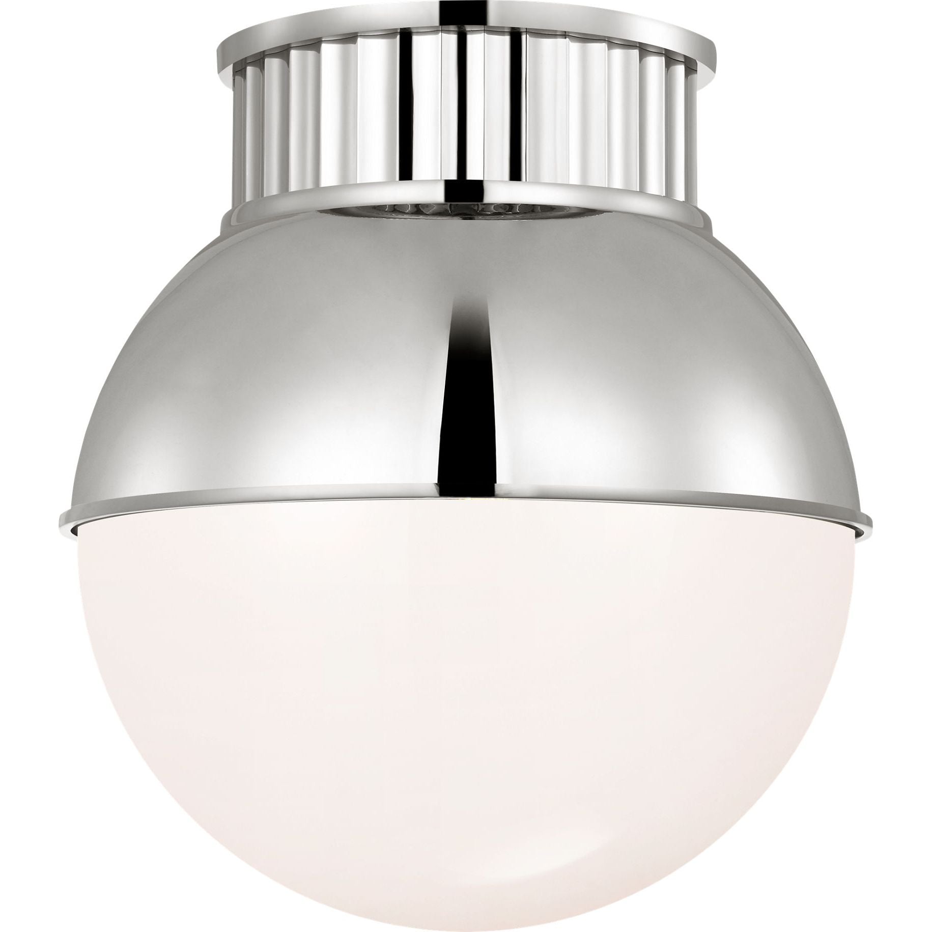 Polished Nickel with Polished Nickel Hood and White Glass