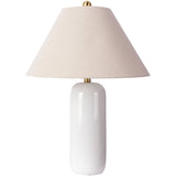 Featuring Vespa Table Lamp by Surya at Amethyst Home. A pretty matte white base with a creamy linen shade -- the Vespa lamp is sweet and subtle.  And the top little brass knob is precious!
Overall Dimensions: 26"H x 18"W x 18"D
Switch Type: On/OffNumber of bulbs: 1E-26/60 WUL CUL Certified.  Amethyst Home provides interior design, new home construction design consulting, vintage area rugs, and lighting in the Boston metro area.