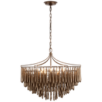 Featuring Vacarro Medium Chandelier Antique Bronze Leaf by Visual Comfort at Amethyst Home. The Vacarro by Julie Neill transforms classic basket chandeliers into a new and unique design statement. Hanging from the basket frame are sculptural, elongated plaster teardrops that create an unexpected texture while light emanates from within the basket. Available in all white or with a met. Amethyst Home provides interior design, new construction, custom furniture, and area rugs in the Austin metro area