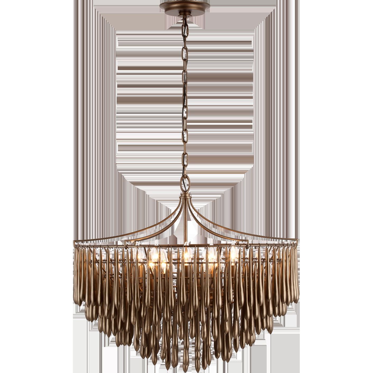 Featuring Vacarro Medium Chandelier Antique Bronze Leaf by Visual Comfort at Amethyst Home. The Vacarro by Julie Neill transforms classic basket chandeliers into a new and unique design statement. Hanging from the basket frame are sculptural, elongated plaster teardrops that create an unexpected texture while light emanates from within the basket. Available in all white or with a met. Amethyst Home provides interior design, new construction, custom furniture, and area rugs in the Austin metro area