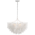 Featuring Vacarro Medium Chandelier Plaster White by Visual Comfort at Amethyst Home. The Vacarro by Julie Neill transforms classic basket chandeliers into a new and unique design statement. Hanging from the basket frame are sculptural, elongated plaster teardrops that create an unexpected texture while light emanates from within the basket. Available in all white or with a m. Amethyst Home provides interior design, new construction, custom furniture, and area rugs in the Salt Lake City metro area