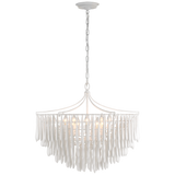 Featuring Vacarro Medium Chandelier Plaster White by Visual Comfort at Amethyst Home. The Vacarro by Julie Neill transforms classic basket chandeliers into a new and unique design statement. Hanging from the basket frame are sculptural, elongated plaster teardrops that create an unexpected texture while light emanates from within the basket. Available in all white or with a m. Amethyst Home provides interior design, new construction, custom furniture, and area rugs in the Salt Lake City metro area