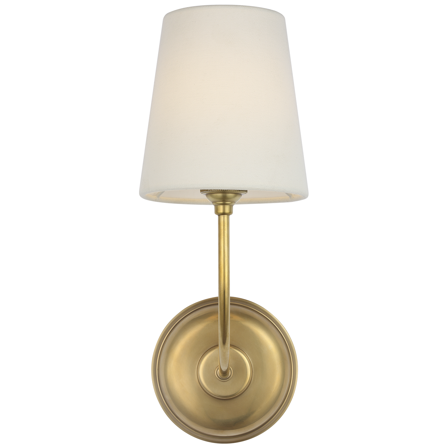 Featuring Vendome 16" Cordless Single Sconce Hand-Rubbed Antique Brass by Visual Comfort at Amethyst Home. Vendome 16" Cordless Single Sconce in Hand-Rubbed Antique Brass with Linen Shade
Overall Dimensions: 5.5" L x 5.5" W x 14.25" HWeight : 3 lbs.. Amethyst Home provides interior design, new construction, custom furniture, and area rugs in the San Diego metro area