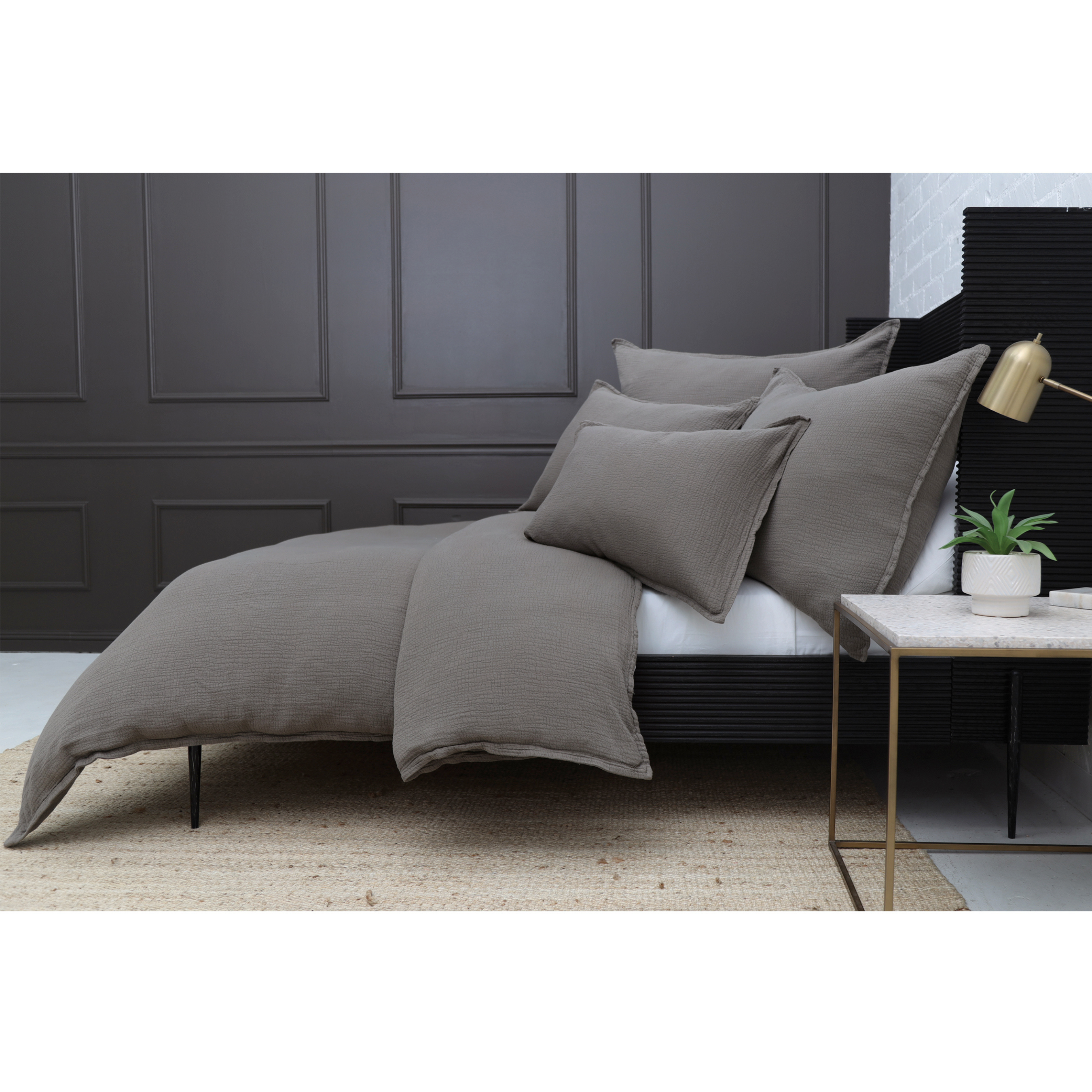 <p>The wavy, pebbled texture on the Waverly creates a gentle and soft duvet to wrap yourself into for a good night’s sleep. It features a ½” flange, a shell button closure on the duvet cover, and an envelope closure on the shams. 100% cotton. Made in Portugal.<br><br>- Made of 100% cotton.
- Shams have envelope closures.
- Inserts sold separately. Amethyst Home provides interior design, new construction, custom furniture, and area rugs in the Monterey metro area