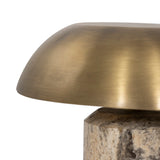 Zana Cordless Table Lamp - Aged Antique Brass Iron - Grey Stripe Travertine | shipping 10/15/2026