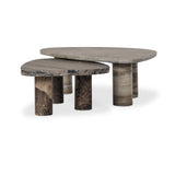 Zion Nesting Coffee Tables - Large Antique White Marble + Small Rocky Brown Marble - Antique White Marble | shipping 09/15/2026