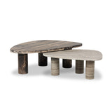 Zion Nesting Coffee Tables - Small Antique White Marble + Large Rocky Brown Marble - Antique White Marble | shipping 09/15/2026