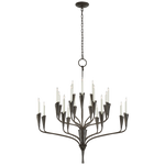 Featuring Aiden Large Chandelier by Visual Comfort at Amethyst Home. Effortlessly combining mid-century and medieval elements, Chapman & Myers' Aiden showcases hammered steel, manipulated with traditional hand-applied techniques to enhance its unexpected textures. The sculptural silhouettes boast details inspired by calla lilies that lend an organic touch.  Amethyst Home provides interior design, new home construction design consulting, vintage area rugs, and lighting in the Scottsdale metro area.