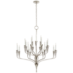 Featuring Aiden Large Chandelier by Visual Comfort at Amethyst Home. Effortlessly combining mid-century and medieval elements, Chapman & Myers' Aiden showcases hammered steel, manipulated with traditional hand-applied techniques to enhance its unexpected textures. The sculptural silhouettes boast details inspired by calla lilies that lend an organic touch .  Amethyst Home provides interior design, new home construction design consulting, vintage area rugs, and lighting in the San Diego metro area.