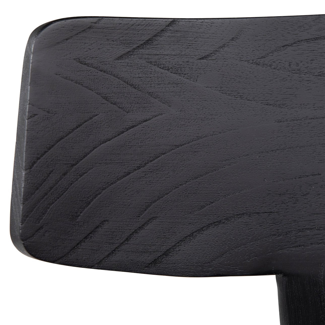 Featuring Arteaga Black Dining Chair by Dovetail at Amethyst Home. Experience a fresh perspective on modern and contemporary chair styles with our hand-crafted Arteaga Dining Chair, featuring a sculptural silhouette. Made of high-quality mindi wood in a captivating raven-black finish. It rests upon a distinctive three-legged base, making a bold statement in a.  Amethyst Home provides interior design, new home construction design consulting, vintage area rugs, and lighting in the Boston metro area.