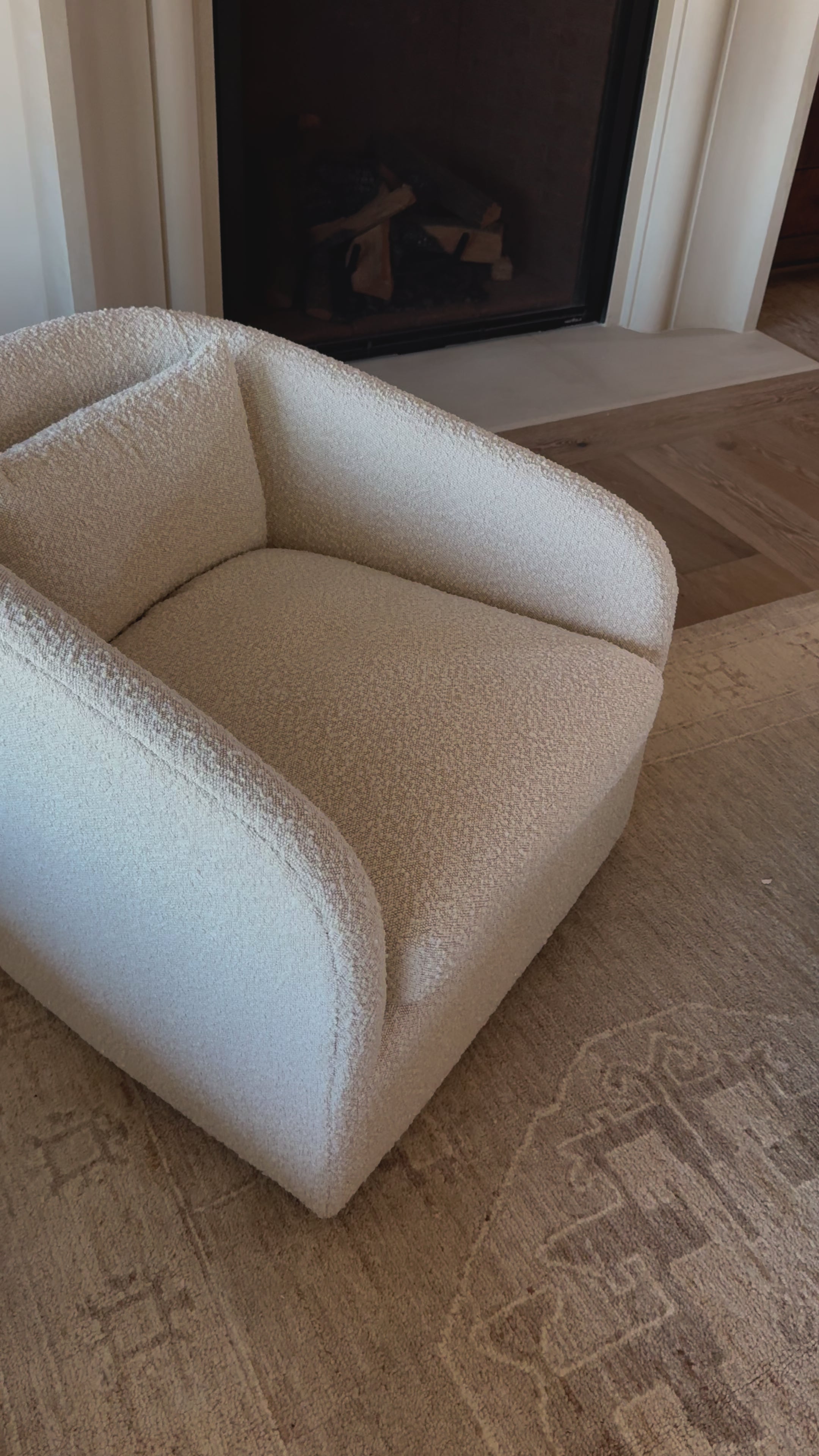 Load video: We adore the texture of this Topanga Swivel Chair - Knoll Natural. With a swivel feature - this is a perfect chair to use in your office, baby room, or other space needing a comfortable chair! Amethyst Home provides interior design, new home construction design consulting, vintage area rugs, and lighting in the Washington metro area.