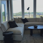 A new slipcovered version to a classic silhouette. A streamlined sectional is topped in a fully removable slipcover crafted from a soft linen/cotton/poly blend. Subtle texture throughout brings a casual coastal look and movement to the entire piece. Amethyst Home provides interior design, new home construction design consulting, vintage area rugs, and lighting in the Omaha metro area.