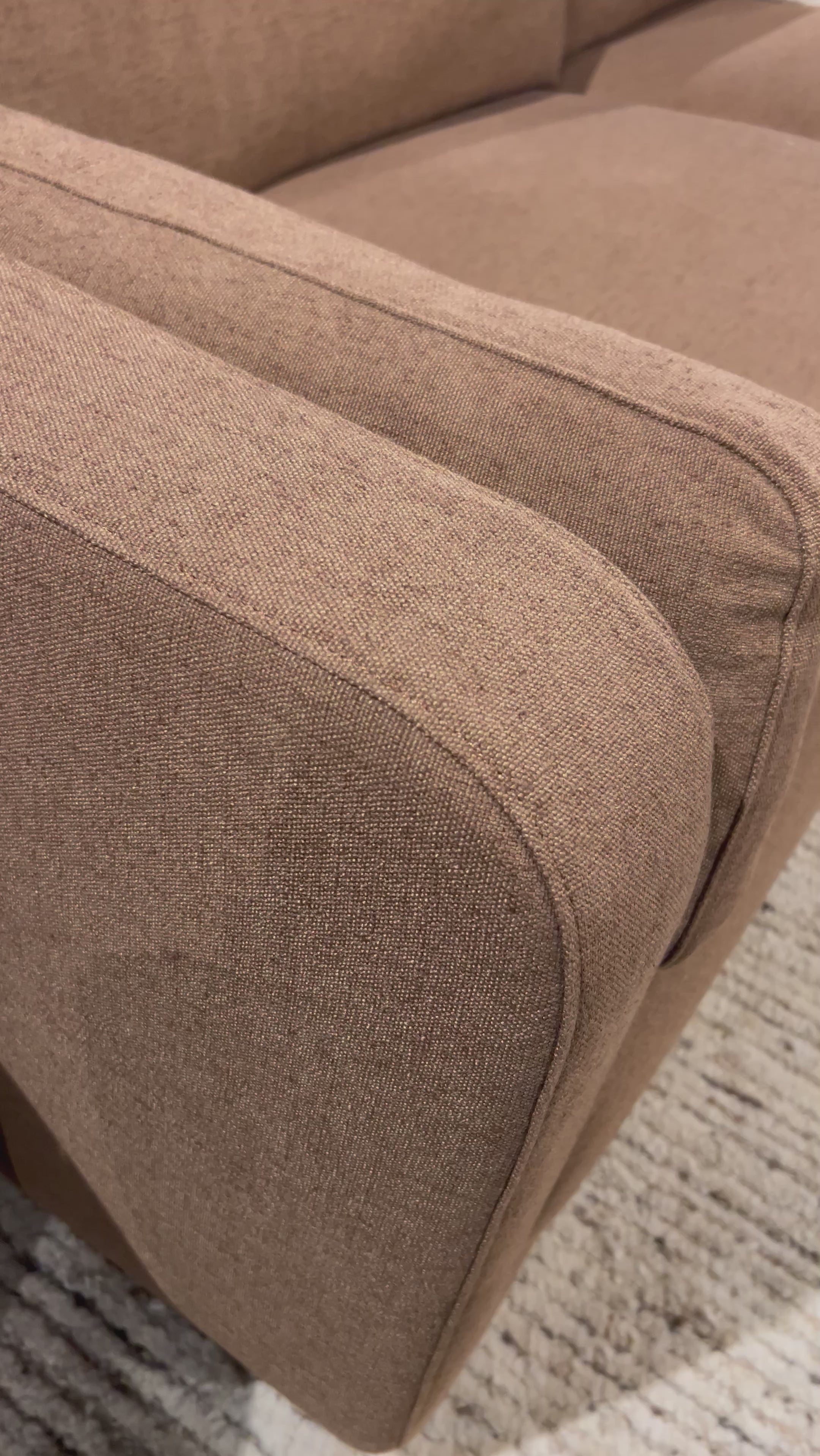 Inflated, pillow-inspired cushioning all around brings cozy comfort to the room. High-performance linen offers the best of both worlds on this plush and welcoming sofa. Inflated arms, feather-fiber blend cushioning and a soft, durable linen fabric make this spacious sofa a smart solution for the comfort-driven living space. Amethyst Home provides interior design, new home construction design consulting, vintage area rugs, and lighting in the Scottsdale metro area.