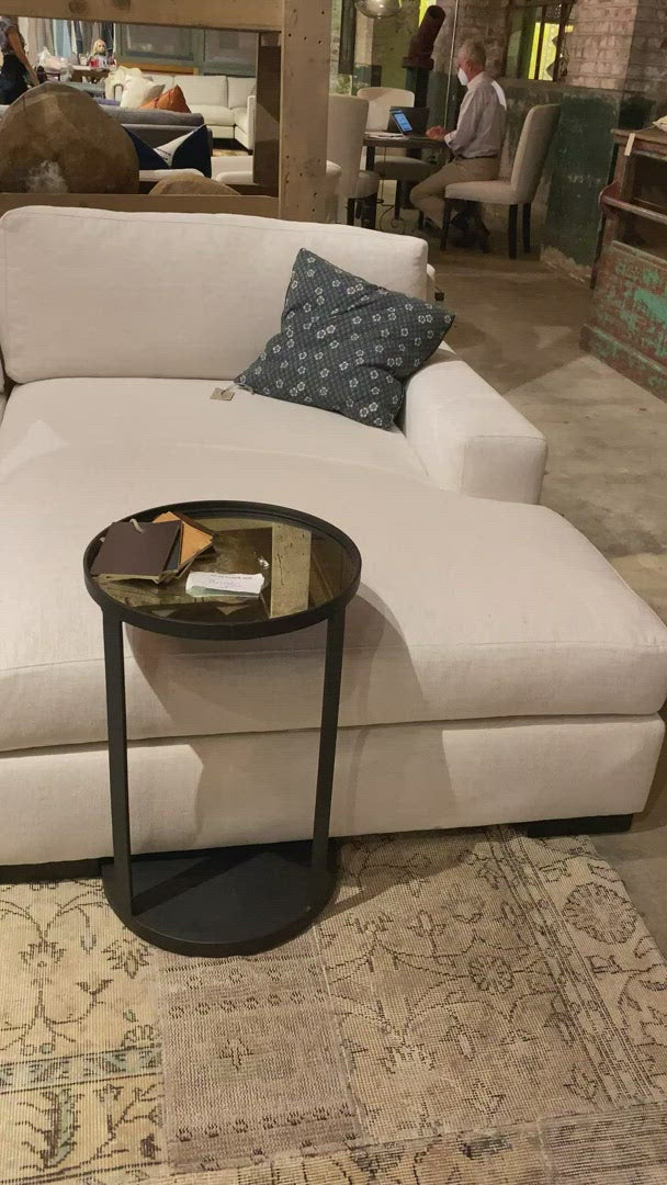 Load video: With its streamlined silhouette and strong, angular lines the Loft 2 Piece Sectional - Custom is classic without being too traditional. It has a modern essence and elegance that lends inviting appeal to your seating ensemble. Dim the lights, and settle down with the family for an entertaining night in. Photographed in Mariet Natural and Logan Grey. Lifestyle in Lester Snow.  Overall: 138&quot;w x 68&quot;d x 29&quot;h Overall Sitting Space: 122&quot;w x 50&quot;d One Arm Sofa: 90&quot;w x 40&quot;d x 29&quot;h - Sitting Space: 82&quot;w x 25&quot;d Chaise: