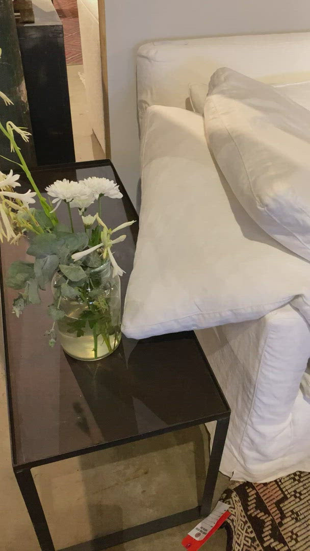 Load video: This cozy Donato Sofa from Cisco Brothers is our favorite!  As shown slipcovered in Mariet White 100% linen fabric.  Donato 78&quot; Sofa: 78&quot;W x 32&quot;H x 41&quot;D Seat Space: 58&quot;W x 24&quot;D  Donato 97&quot; Sofa: 97&quot;w x 32&quot;h x 41&quot;d Seat Space: 85&quot;w x 24&quot;d x 16&quot;h