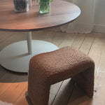 Oakley Dining Stool in Poodle Saddle Fabric with Sealed Walnut Finish