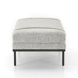 Make a chic statement with the Harris Knoll Domino Accent Bench. Decorative straps of black top-grain leather take chaise-style bench seating to the next level. Airy, elongated legs lend a look of lightness for balance. Amethyst Home provides interior design, new home construction design consulting, vintage area rugs, and lighting in the Alpharetta metro area.