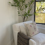 Our Donato Chair from Cisco Brothers is one of our dreamiest seats! This photographed version of the chair was made in a beautifully made white denim of 100% cotton. This chair is equal parts casual and chic. A triple washed down feather cushion feels like a cloud with upholstered support beneath!