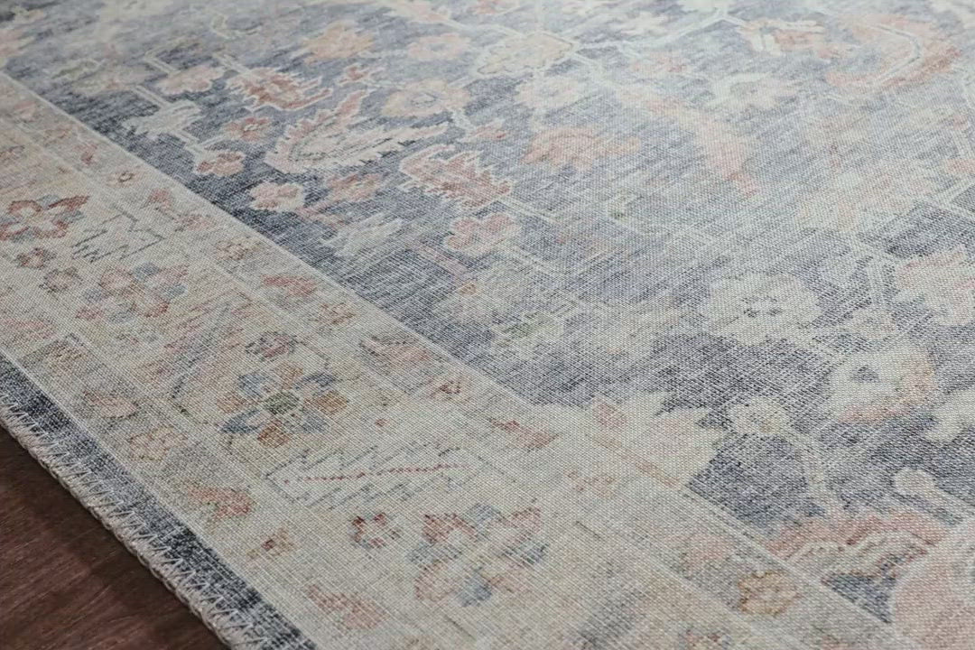 Load video: Featuring soft motifs in a carefully curated color palate of blue, yellow, red, and hints of orange, the Hathaway Denim / Multi area rug captures the essence of one-of-a-kind vintage or antique area rug at an attractive price.