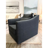 The Rebecca Chair by Cisco Brothers seen here in the Maurishka fabric has a stunning silhouette draped in a graceful slip skirt with a neat kick-pleat detail. With a lumbar pillow for extra comfort, this tranquil chair will bring relaxation and ease into your home. Amethyst Home provides interior design services, furniture, rugs, and lighting in the Omaha metro area. 