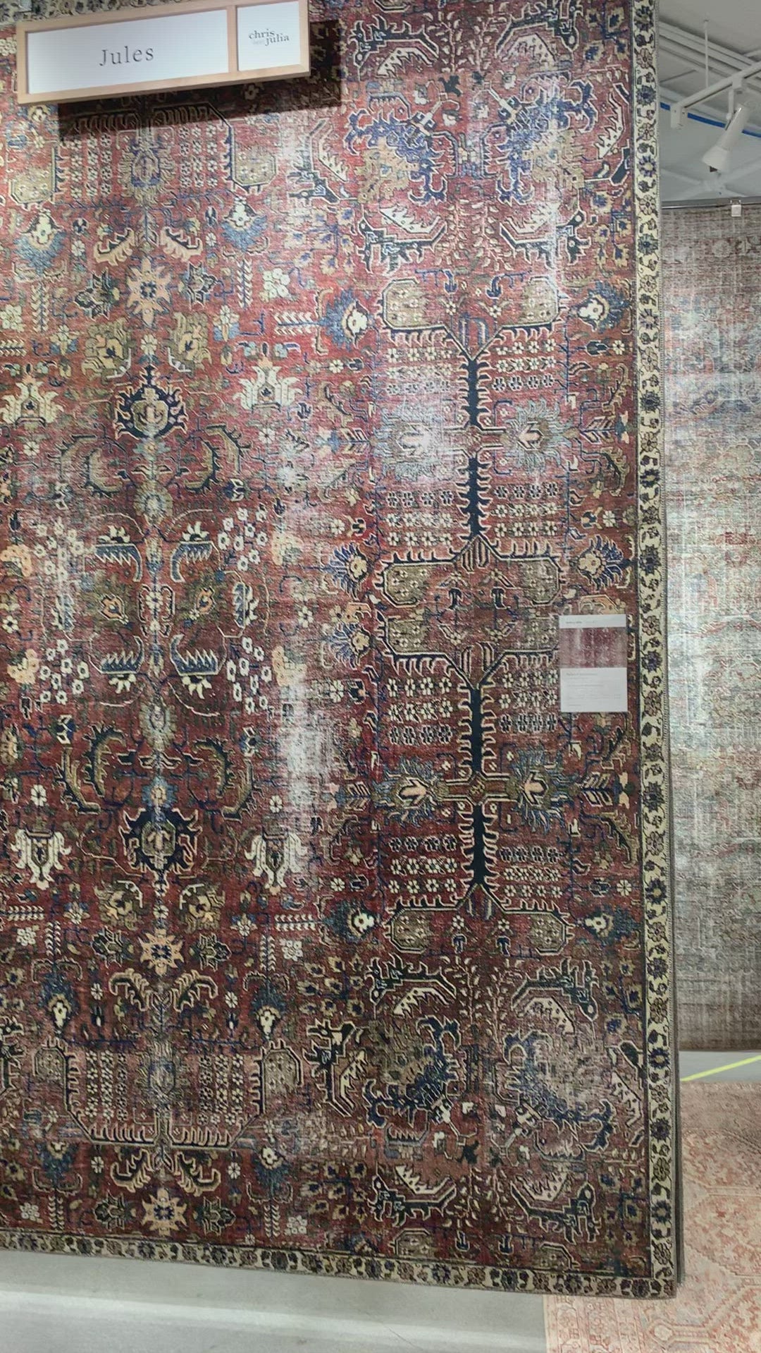 Durable, low pile, and soft underfoot, this rug is inspired by classic vintage and antique rugs. The Jules Chris Loves Julia Merlot / Multi rug from Loloi features a beautiful vintage pattern and patina. The rug is easy to clean and maintain and perfect for living rooms, dining rooms, hallways, and kitchens!