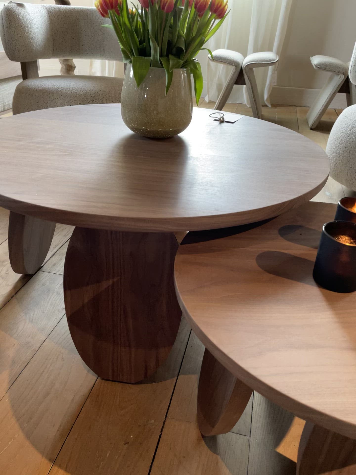 Load video: We love the oblong shape of the legs on this Olive Coffee Table by Verellen. The olive base elements complete the coffee table series for an elevated look to any space. 