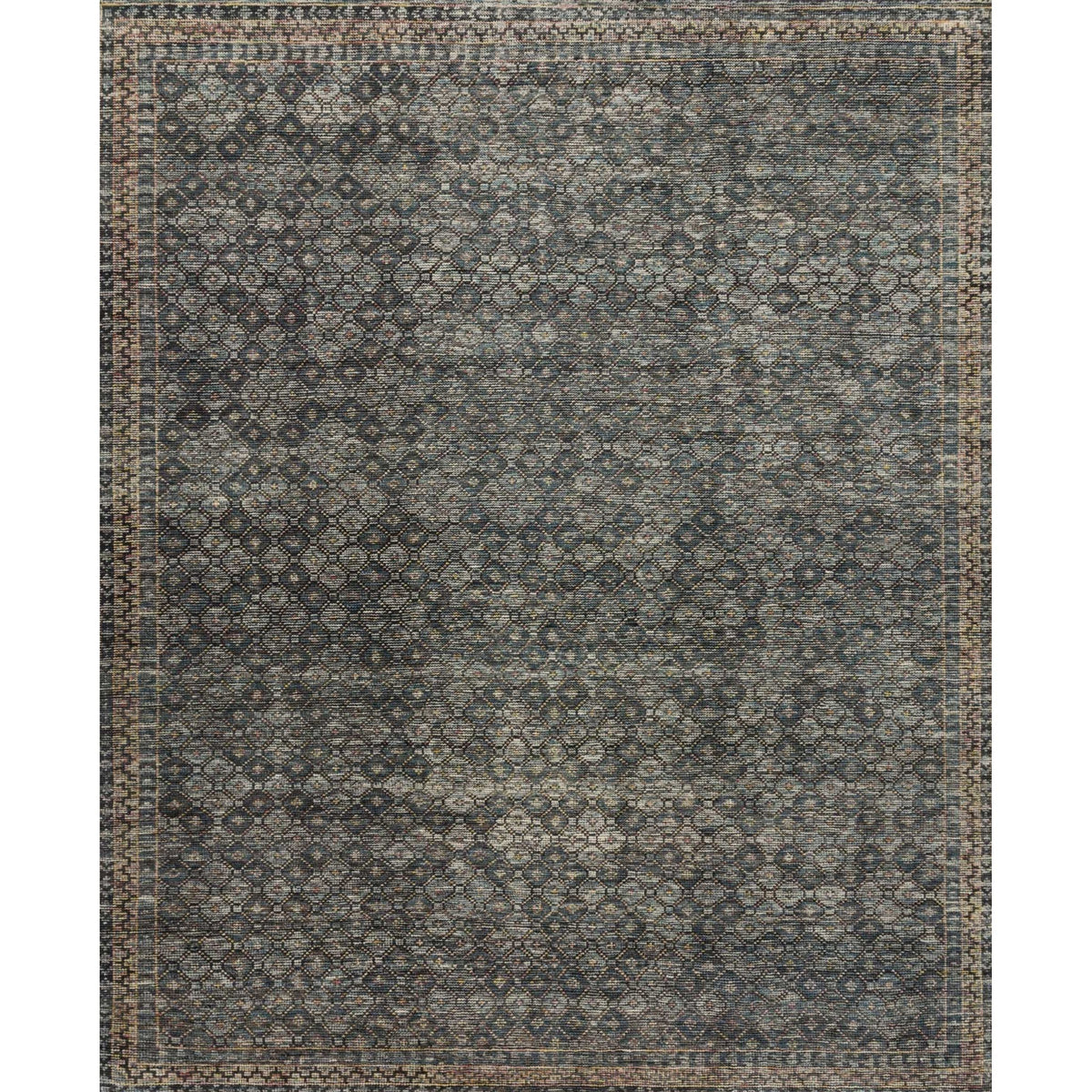 Tapis noué à la main encre/turquoise Amara