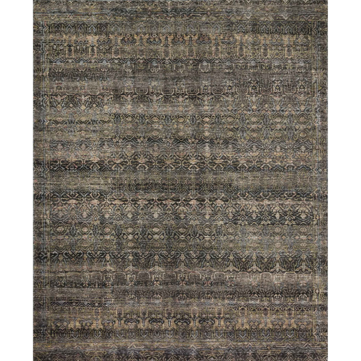 Tapis noué à la main Amara charbon/lagon