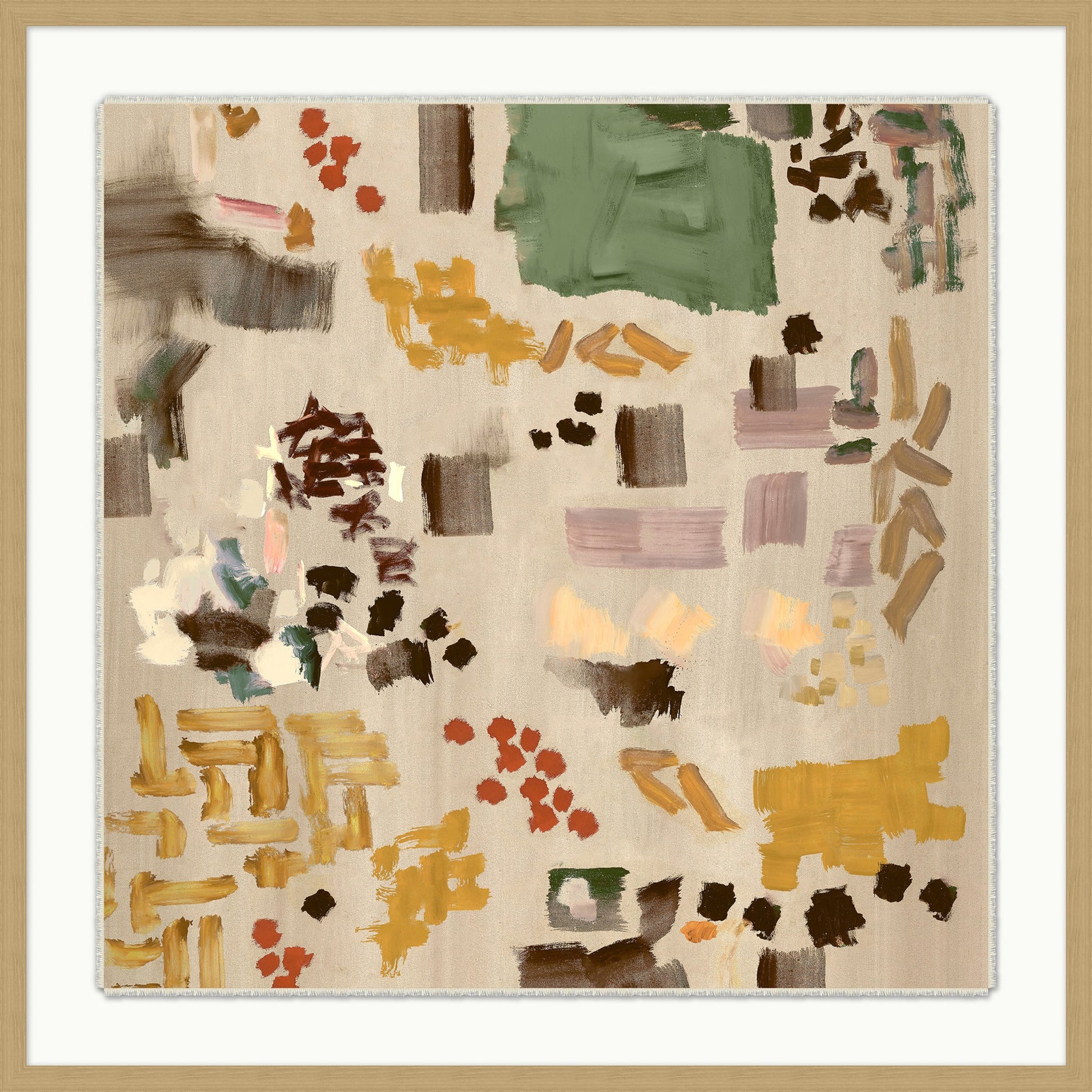 Giclee on raw canvas with hand frayed edges, mounted on a mat, and framed in a gorgeous shadow box, this Abstract Earth 4 Art is sure to make a statement in any living room, bathroom, or office. Pair it with Abstract Earth 1 to complete the look!  Size: 42x42  Please allow 6-8 weeks for production and delivery.