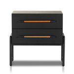 Featuring Rosedale Ebony Oak Nightstand by Four Hands at Amethyst Home. The light-finished oak of this Rosedale Nightstand brings a clean, brightness to any room. We love how the two spacious drawers have iron hardware wrapped in a gorgeous, tan leather. The dimension legs with iron connecting them bring a unique look to your bedroom or other area!Overall . Amethyst Home provides interior design, new home construction design consulting, vintage area rugs, and lighting in the Alpharetta metro area.