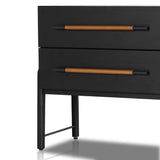 Featuring Rosedale Ebony Oak Nightstand by Four Hands at Amethyst Home. The light-finished oak of this Rosedale Nightstand brings a clean, brightness to any room. We love how the two spacious drawers have iron hardware wrapped in a gorgeous, tan leather. The dimension legs with iron connecting them bring a unique look to your bedroom or other area!Overal. Amethyst Home provides interior design, new home construction design consulting, vintage area rugs, and lighting in the Laguna Beach metro area.