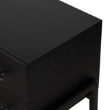 Featuring Rosedale Ebony Oak Nightstand by Four Hands at Amethyst Home. The light-finished oak of this Rosedale Nightstand brings a clean, brightness to any room. We love how the two spacious drawers have iron hardware wrapped in a gorgeous, tan leather. The dimension legs with iron connecting them bring a unique look to your bedroom or other area!Overall Di. Amethyst Home provides interior design, new home construction design consulting, vintage area rugs, and lighting in the Portland metro area.