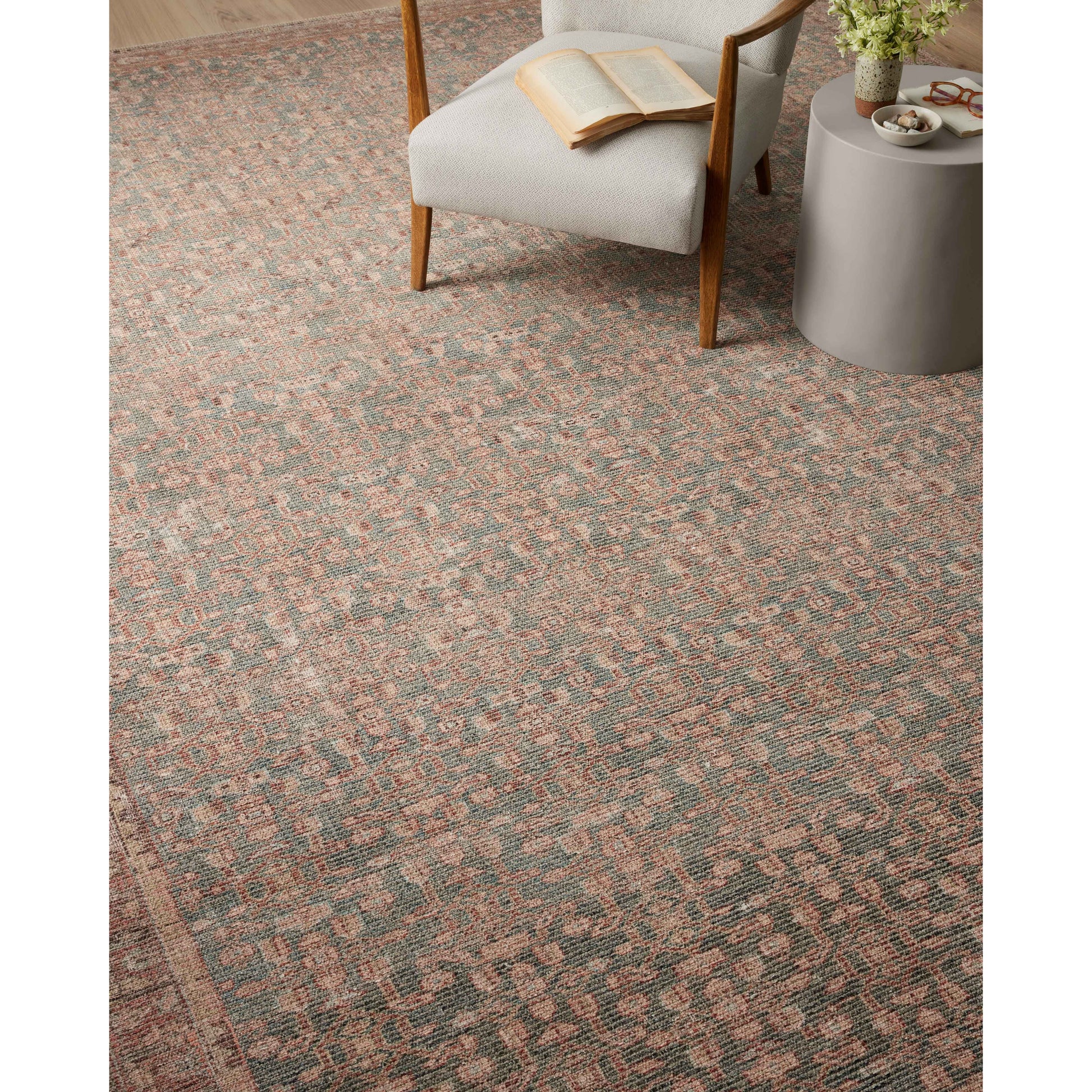 The Angela Rose x Loloi Aubrey AUB-04 Blue / Terracotta rug is the vintage-inspired area rug that makes visitors do double takes. The distressed pattern is printed with uncanny precision, while the ombre-fading and warm palette create an inviting, lived-in look. Amethyst favorite! Amethyst Home provides interior design services, furniture, rugs, and lighting in the Denver metro area.