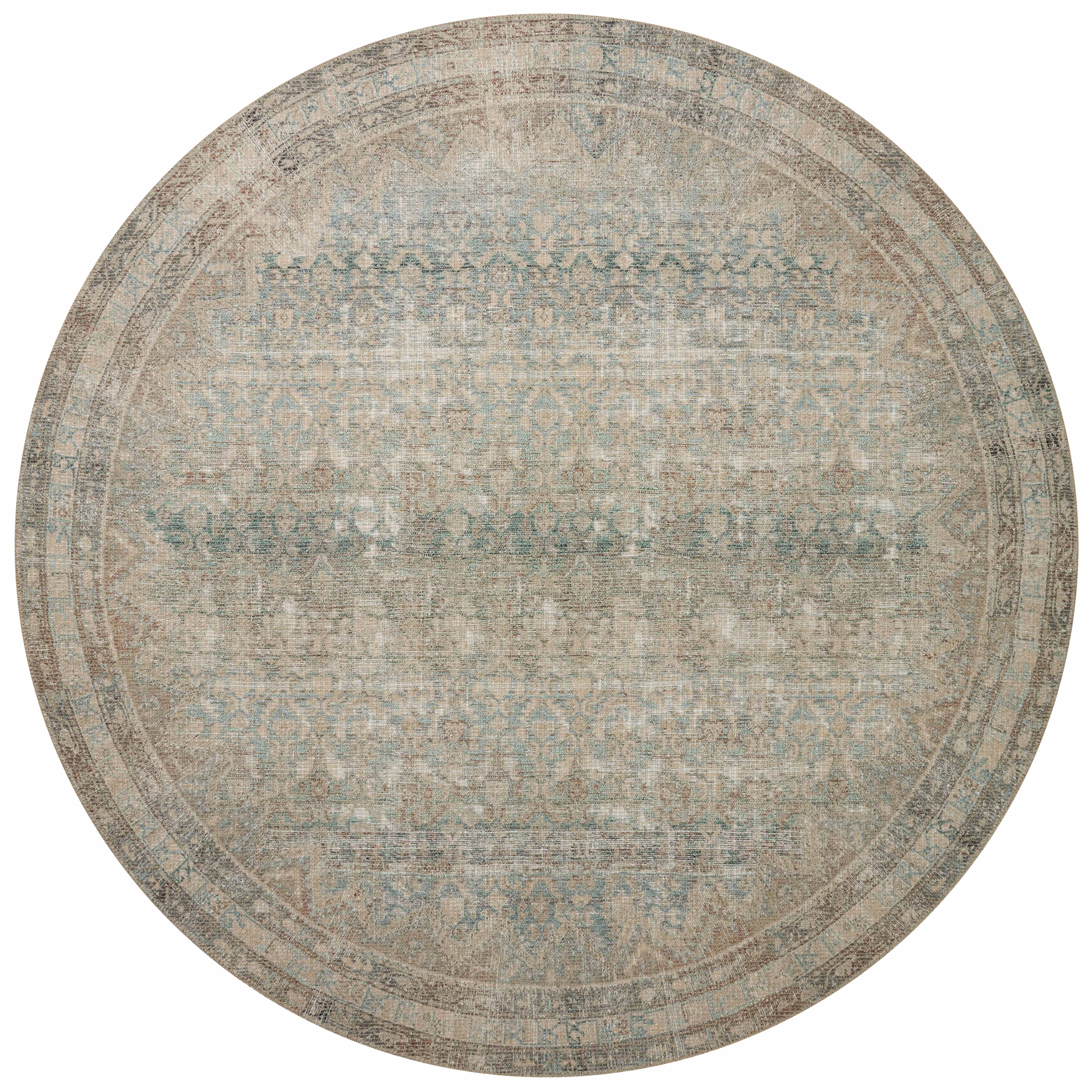 Featuring Angela Rose x Loloi Aubrey Jade / Natural Rug by Loloi at Amethyst Home. The Angela Rose x Loloi Aubrey Jade / Natural rug is the vintage-inspired area rug that makes visitors do double takes. The distressed pattern is printed with uncanny precision, while the ombre-fading and warm palette create an inviting, lived-in look. This is an incredibly versatile rug for busy living rooms. Amethyst Home provides interior design services, furniture, rugs, and lighting in the Nashville metro area.