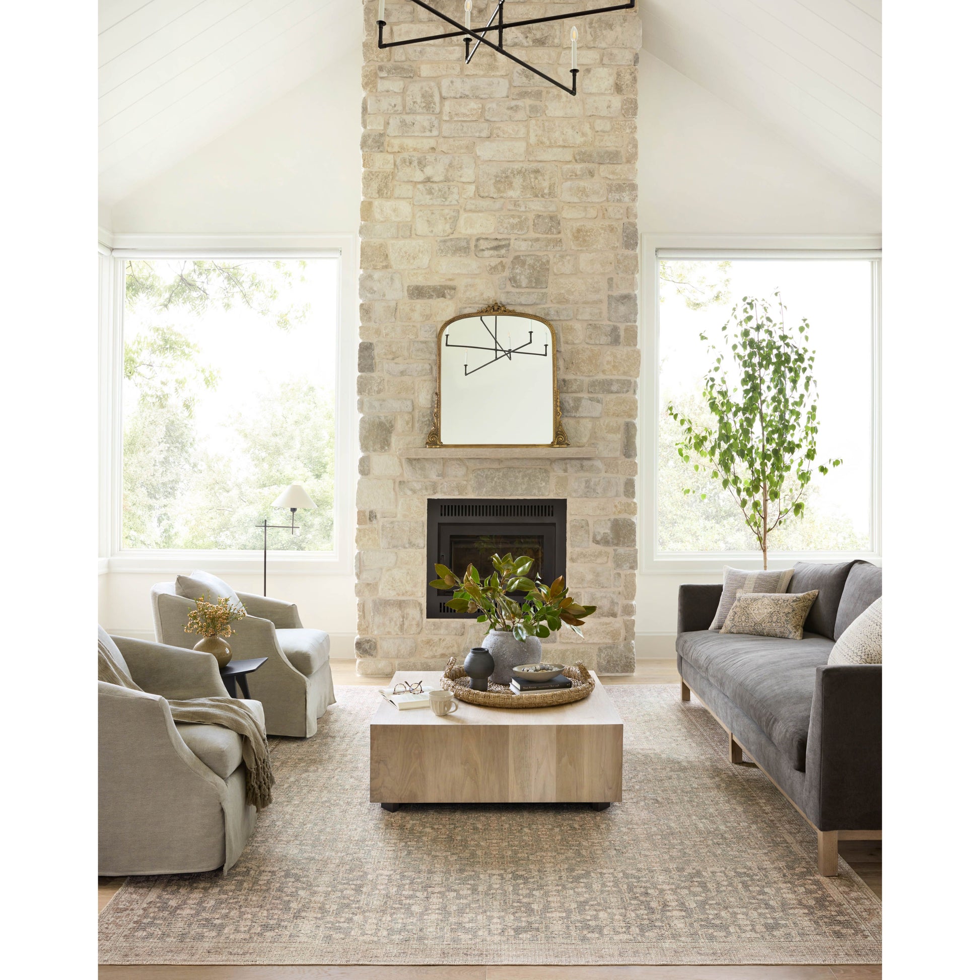 The Angela Rose x Loloi Aubrey AUB-04 Sage / Bark rug is the vintage-inspired area rug that makes visitors do double takes. The distressed pattern is printed with uncanny precision, while the ombre-fading and warm palette create an inviting, lived-in look. Amethyst favorite! Amethyst Home provides interior design services, furniture, rugs, and lighting in the Kansas City metro area.