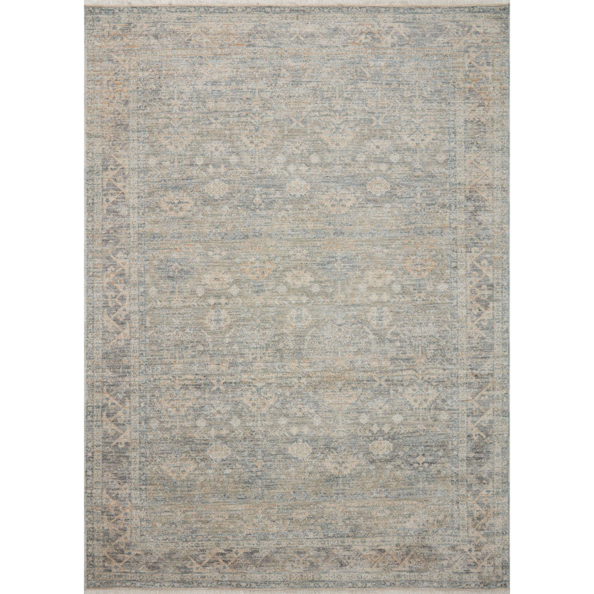 The Angela Rose x Loloi Blake BLA-01 Sky / Beige rug features traditional motifs that have softened into the background, making it an effortless neutral in any room. Muted earth-toned palettes complement a range of furniture, while subtle cream-colored fringe at the edges add texture and framing. Amethyst favorite! Amethyst Home provides interior design services, furniture, rugs, and lighting in the Omaha metro area.