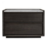 We love the white marble top of this Ashcroft Nightstand. With two soft-close drawers, this is a sophisticated and functional piece to add to your bedroom.   Size: 26.5"W x 19"D x 18"H Material: Acacia Veneer, White Marble Top, MDF