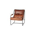 Featuring Brando Leather Chair Set by Cisco Brothers at Amethyst Home. Like "sitting in an American baseball glove" -- the Brando Leather Chair Set from Cisco Brothers was love at first sit in this unique chair! We compare the feel to sitting in a hammock. As shown in Spur Terracotta, Grade 500 leather.
Size: 27"w x 36"d x 32"hSeat space: 25"w x 19"d x 17.  Amethyst Home provides interior design, new home construction design consulting, vintage area rugs, and lighting in the Des Moines metro area.