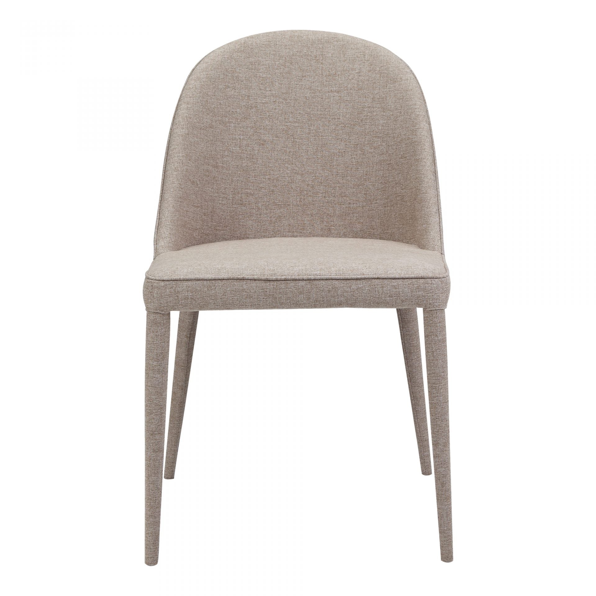 The slim legs of this Burton Light Grey Fabric Dining Chair give it a contemporary modern design. The foam cushion makes this an extremely comfortable and attractive dining chair.   Size: 19"W x 22"D x 33"H Seat Height: 18" Materials: Upholstery 100% Polyester, Iron Frame, Plywood, Foam