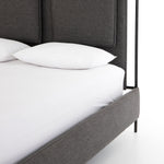 Featuring Leigh Upholstered Bed - San Remo Ash by Four Hands at Amethyst Home. The black straps on this Leigh San Remo Ash Upholstered Bed give any bedroom a stylish, modern look. 
Queen Size: 65"W x 84.5"L x 60.25"HKing Size: 80.75"W x 84.5"L x 60.25"H
Colors: San Remo Ash, Distressed Black, Waxed Black (pc)Materials: 100% Polyester, 85% Pl, 15% Pu, I.  Amethyst Home provides interior design, new home construction design consulting, vintage area rugs, and lighting in the Newport Beach metro area.