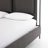 Featuring Leigh Upholstered Bed - San Remo Ash by Four Hands at Amethyst Home. The black straps on this Leigh San Remo Ash Upholstered Bed give any bedroom a stylish, modern look. 
Queen Size: 65"W x 84.5"L x 60.25"HKing Size: 80.75"W x 84.5"L x 60.25"H
Colors: San Remo Ash, Distressed Black, Waxed Black (pc)Materials: 100% Polyester, 85% Pl, 15% Pu, I.  Amethyst Home provides interior design, new home construction design consulting, vintage area rugs, and lighting in the Newport Beach metro area.