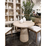 Featuring Cabrera Bistro Table by Dovetail at Amethyst Home. We love the curves and structure of this Cabrera Bistro Table. It is meticulously finished by hand, therefore there may be slight variations in color, making each piece one-of-a-kind.

Material: Reclaimed Pine WoodFinish: Light Warm Wash Finish / Natural FinishWidth: 36 in Depth: 36 in Height: 30 in Volume: 22.5 cu ft Weight: 88 lbs. Amethyst Home provides interior design services, furniture, rugs, and lighting in the Malibu metro area.