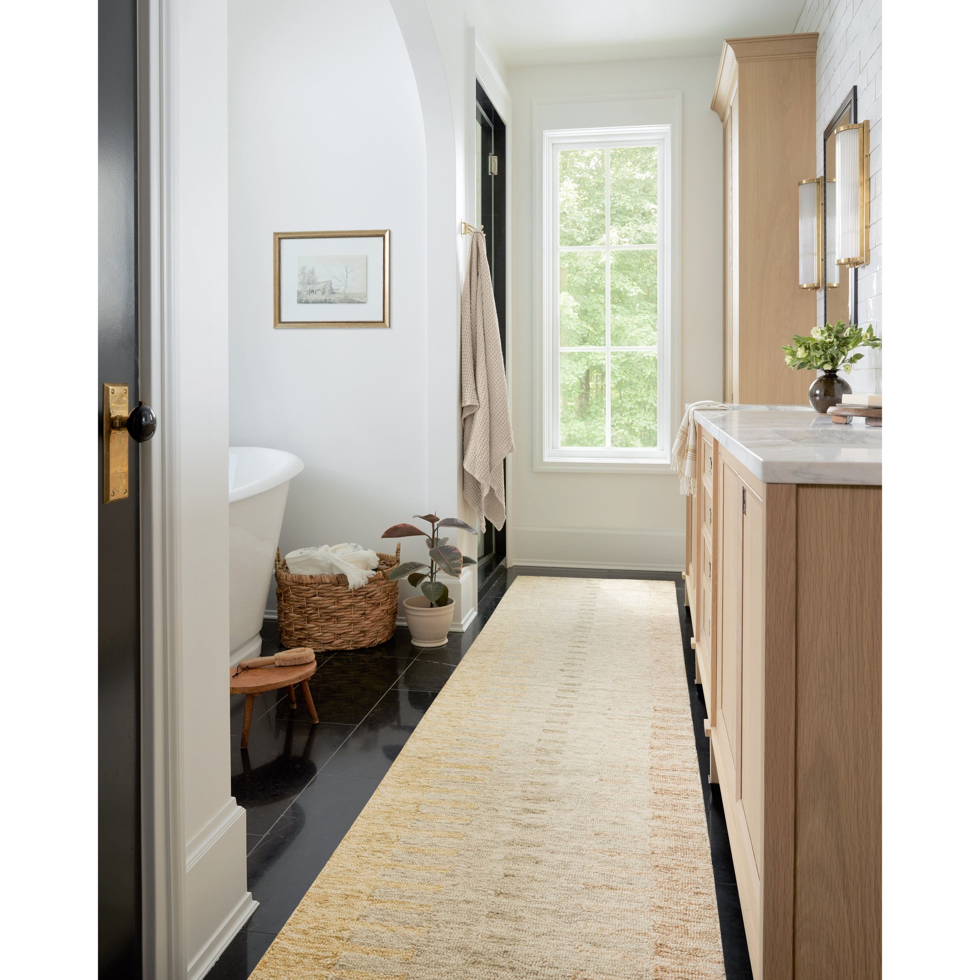 The Chris Dove / Santa Fe rug reminds us of our favorite casual, tonal stripe hemp rugs. Family friendly, hooked wool is a great choice for easy cleaning! Amethyst Home provides interior design services, furniture, rugs, and lighting in the Des Moines metro area.